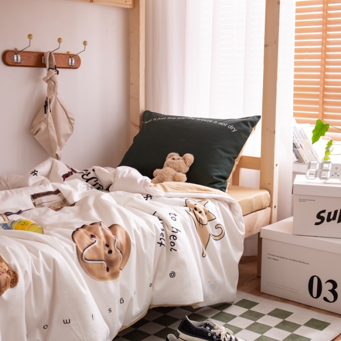 91家纺网 家纺一手货源 找家纺 安莱生活 2022八月如歌ins韩风60支数码印花学生三件套 八月如歌-奶黄