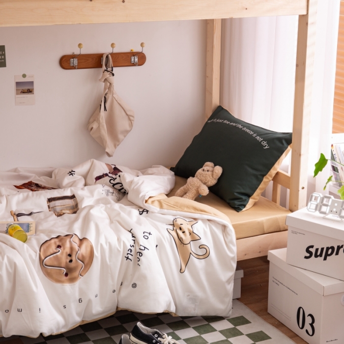 91家纺网 家纺一手货源 找家纺 安莱生活 2022八月如歌ins韩风60支数码印花学生三件套 八月如歌-奶黄