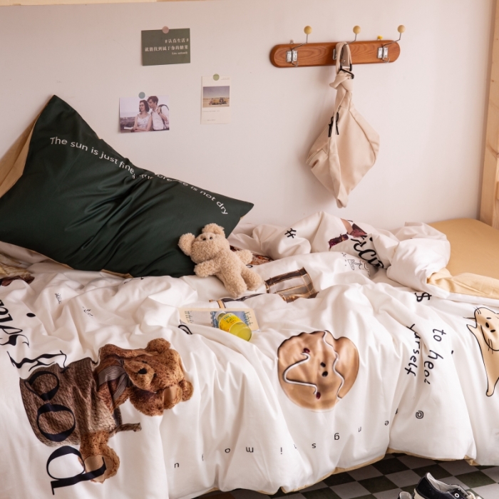 91家纺网 家纺一手货源 找家纺 安莱生活 2022八月如歌ins韩风60支数码印花学生三件套 八月如歌-奶黄