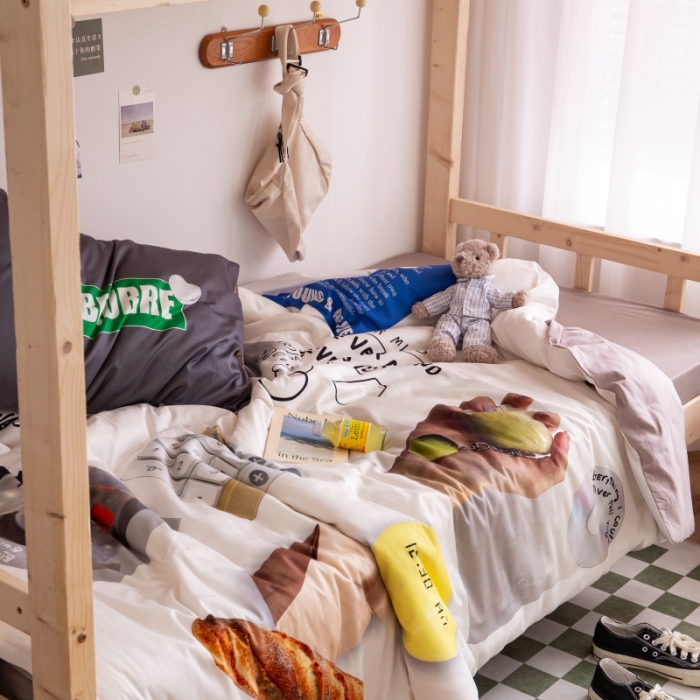 91家纺网 家纺一手货源 找家纺 安莱生活 2022八月如歌ins韩风60支数码印花学生三件套 八月如歌-浅灰