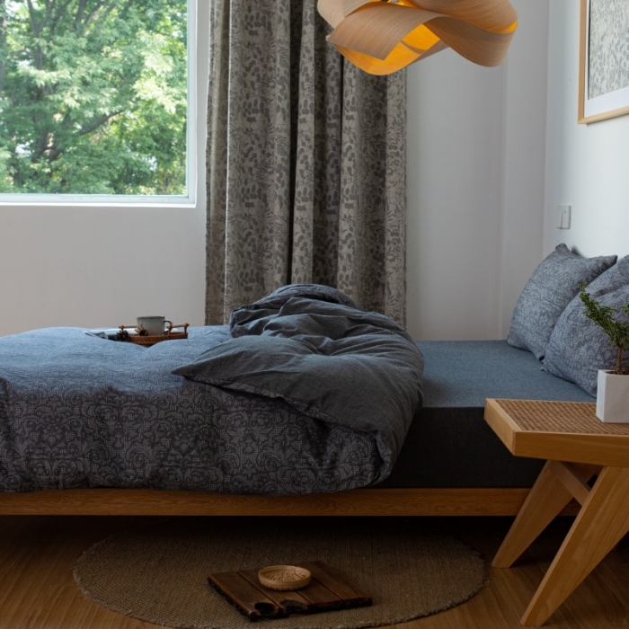 91家纺网 家纺一手货源 找家纺 安莱生活 2022新款华夫格双层纱四件套 华夫格深灰