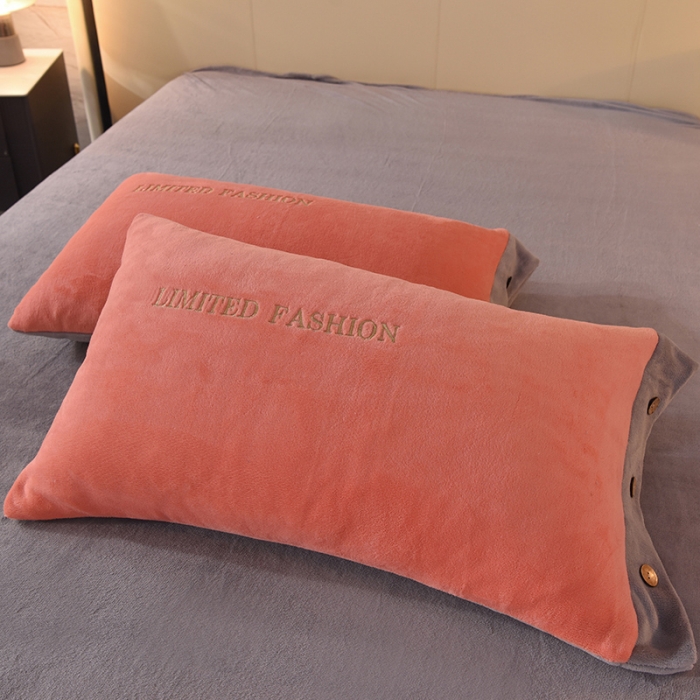 91家纺网 家纺一手货源 找家纺 欧冠 2022秋冬新款高端刺绣牛奶绒四件套 橙-灰