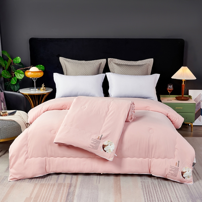 91家纺网 家纺一手货源 找家纺 丽卡家纺 2023新款蚕蛹蛋白大豆子母被 粉色