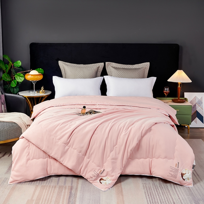 91家纺网 家纺一手货源 找家纺 丽卡家纺 2023新款蚕蛹蛋白大豆子母被 粉色