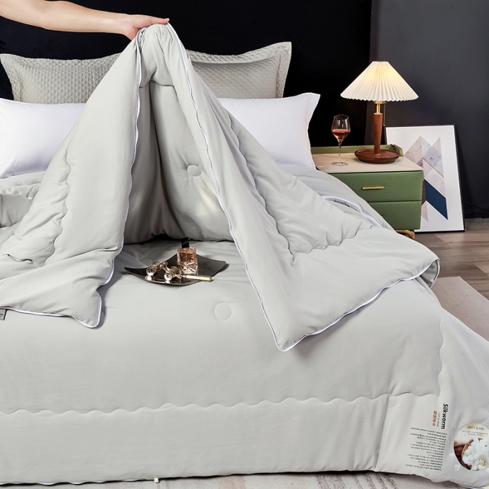 91家纺网 家纺一手货源 找家纺 丽卡家纺 2023新款蚕蛹蛋白大豆子母被 灰色