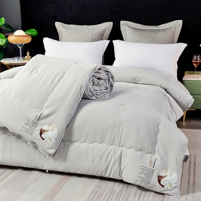 91家纺网 家纺一手货源 找家纺 丽卡家纺 2023新款蚕蛹蛋白大豆子母被 灰色