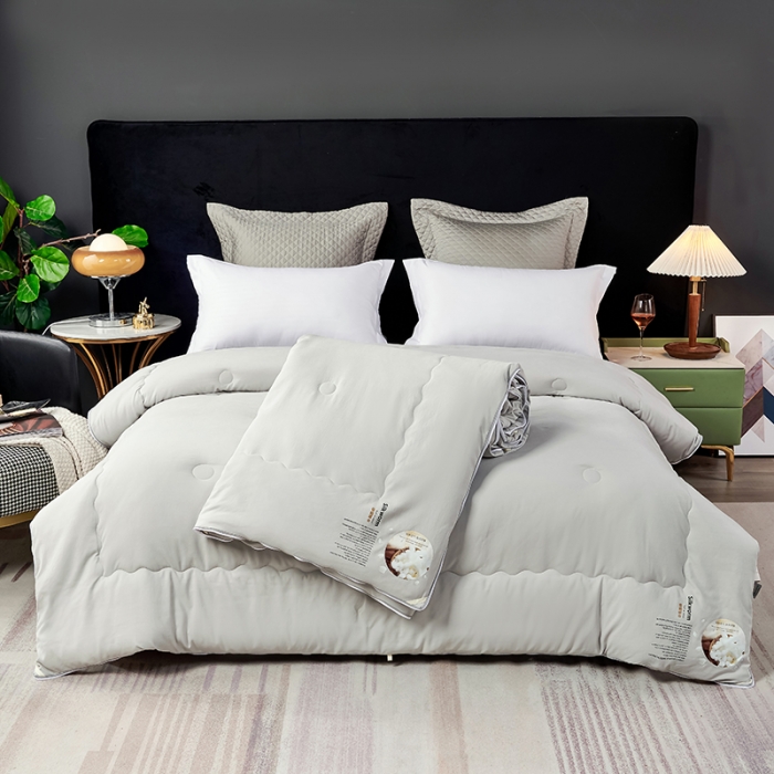 91家纺网 家纺一手货源 找家纺 丽卡家纺 2023新款蚕蛹蛋白大豆子母被 灰色