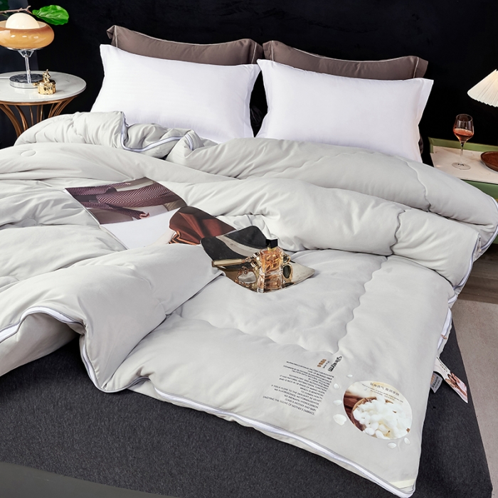 91家纺网 家纺一手货源 找家纺 丽卡家纺 2023新款蚕蛹蛋白大豆子母被 灰色