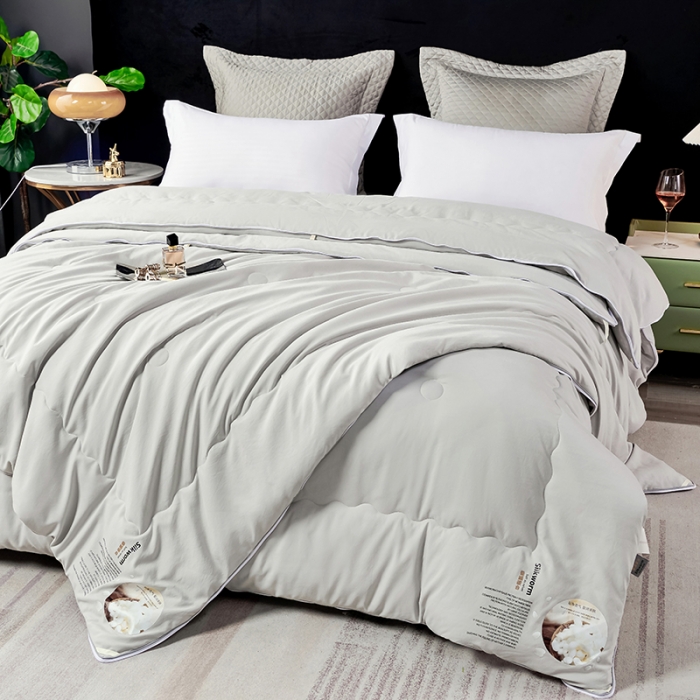 91家纺网 家纺一手货源 找家纺 丽卡家纺 2023新款蚕蛹蛋白大豆子母被 灰色