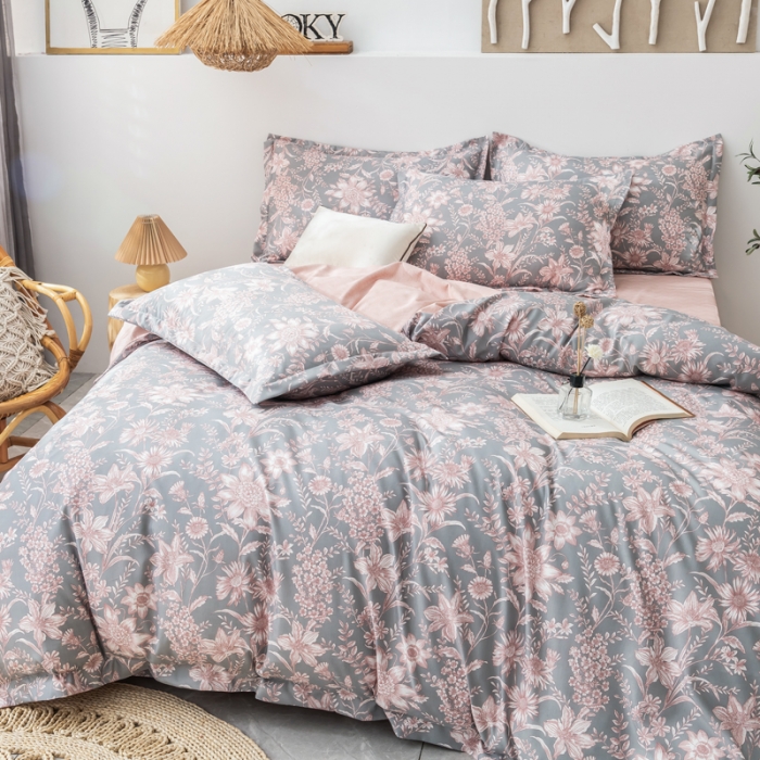 91家纺网 家纺一手货源 找家纺 氧家 2022新款60支兰精天丝印花四件套 梵花香