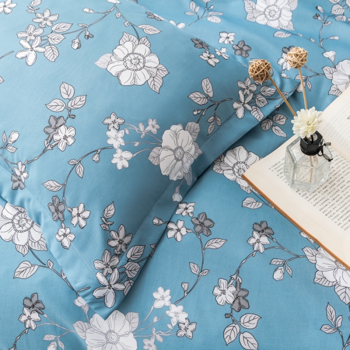 91家纺网 家纺一手货源 找家纺 氧家 2022新款60支兰精天丝印花四件套 蓝染