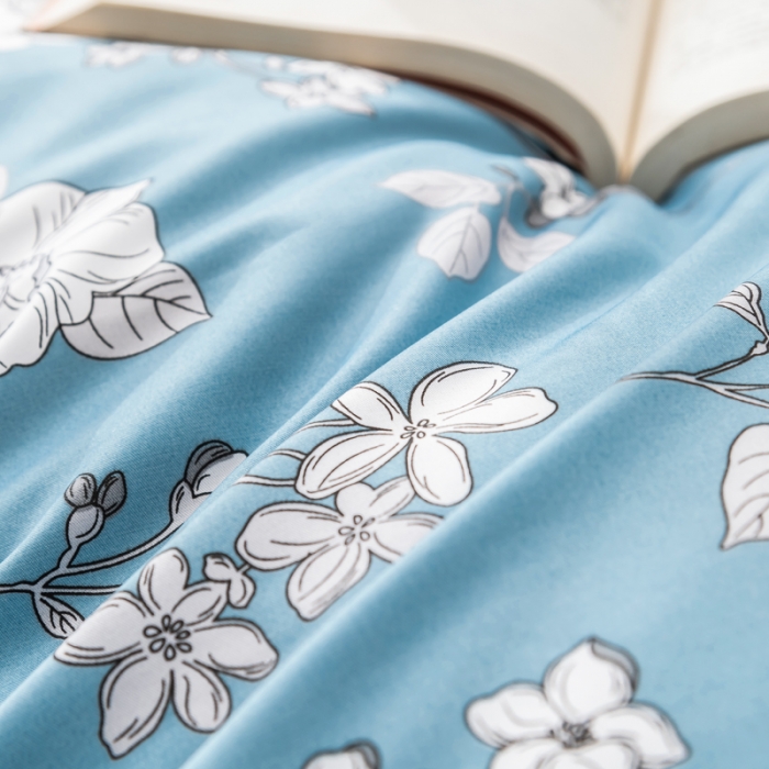 91家纺网 家纺一手货源 找家纺 氧家 2022新款60支兰精天丝印花四件套 蓝染