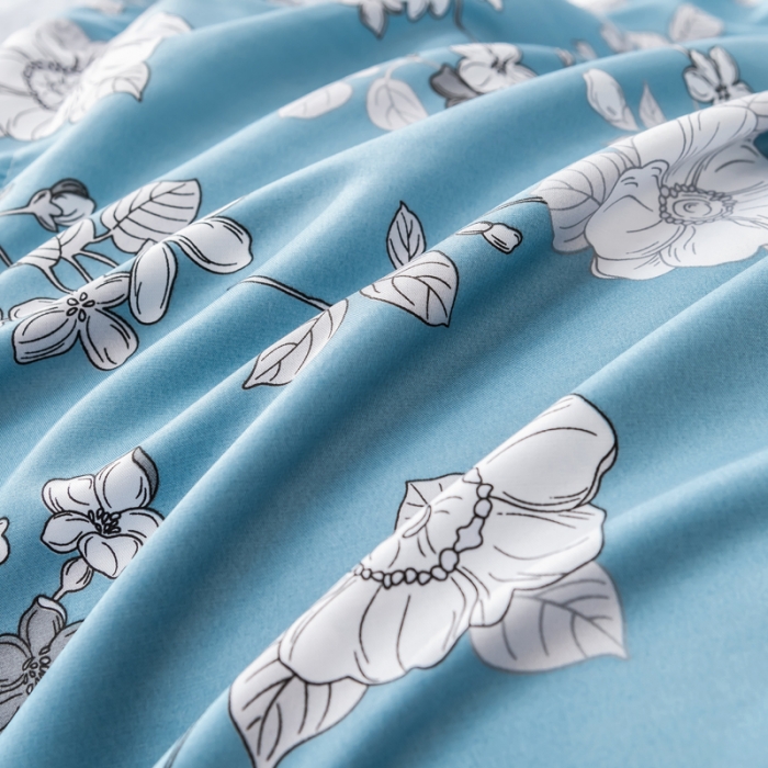 91家纺网 家纺一手货源 找家纺 氧家 2022新款60支兰精天丝印花四件套 蓝染