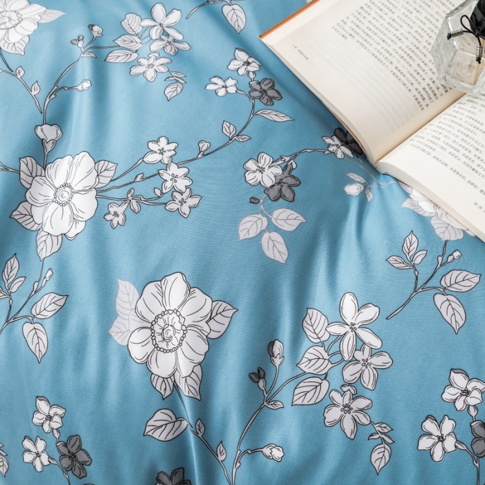 91家纺网 家纺一手货源 找家纺 氧家 2022新款60支兰精天丝印花四件套 蓝染