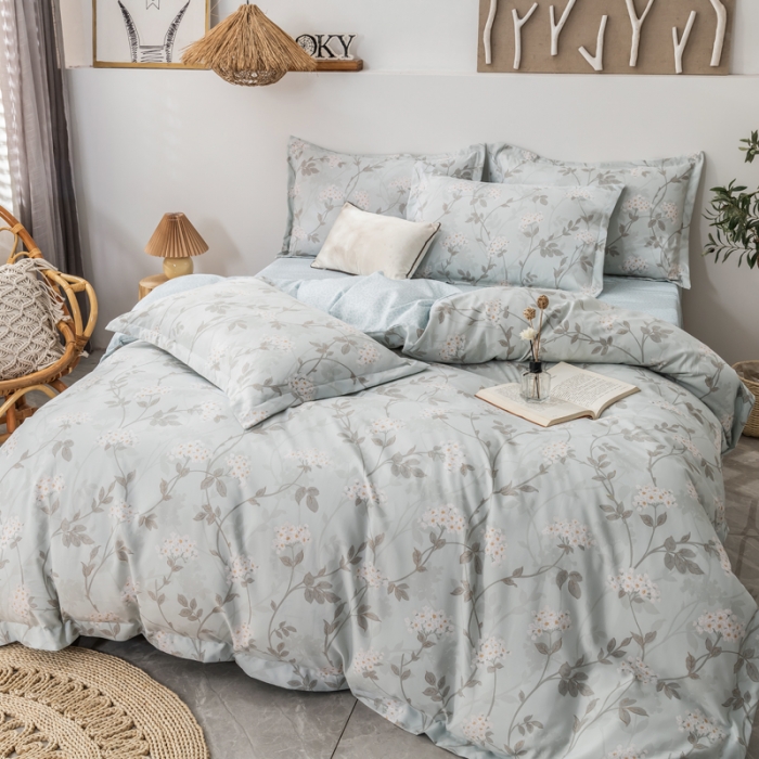 91家纺网 家纺一手货源 找家纺 氧家 2022新款60支兰精天丝印花四件套 南港清风