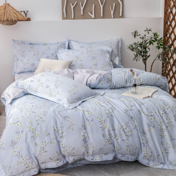 91家纺网 家纺一手货源 找家纺 氧家 2022新款60支兰精天丝印花四件套 向阳