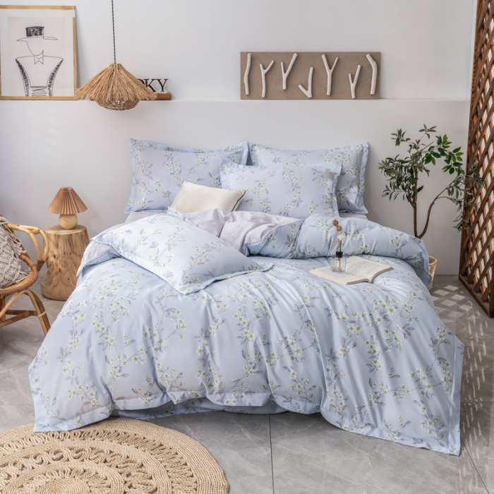 91家纺网 家纺一手货源 找家纺 氧家 2022新款60支兰精天丝印花四件套 向阳