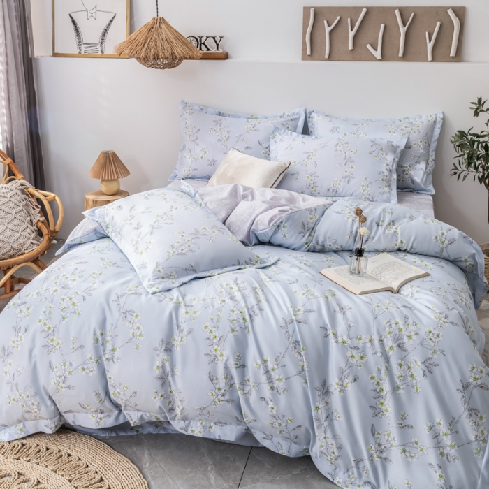 91家纺网 家纺一手货源 找家纺 氧家 2022新款60支兰精天丝印花四件套 向阳