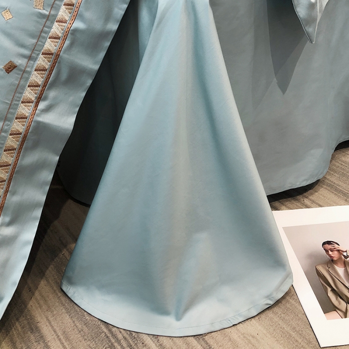 91家纺网 家纺一手货源 找家纺 乐视家纺2024新款120支双股澳棉刺绣四件套 露娜-梵星蓝