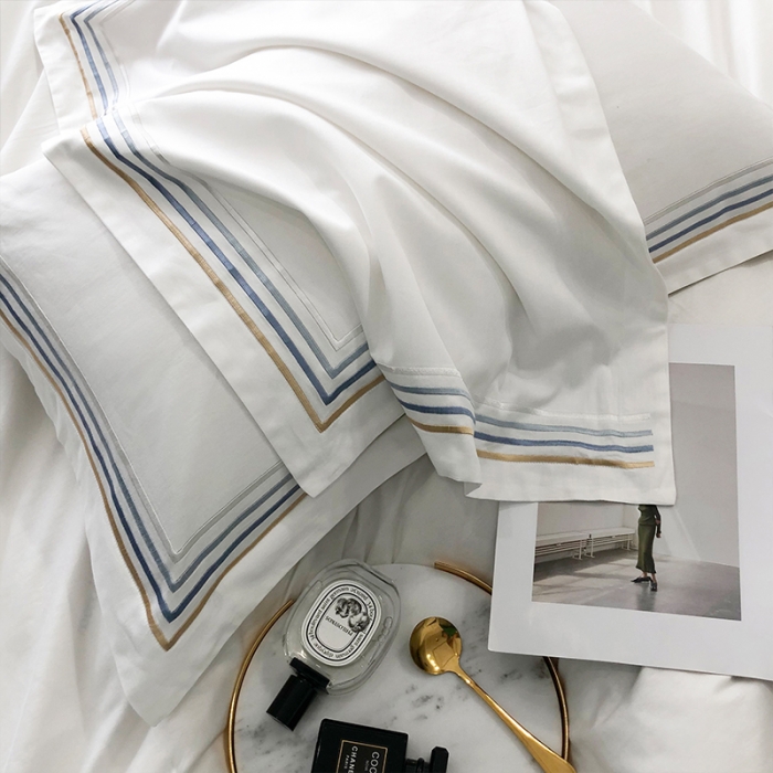 91家纺网 家纺一手货源 找家纺 乐视家纺2024新款120支双股澳棉刺绣四件套-极简风 雅伦-典雅白