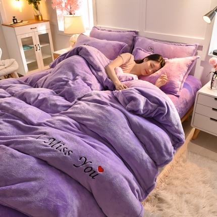 91家纺网 家纺一手货源 找家纺 总 简爱2025保暖双面绒法莱绒刺绣四件套-MISS系列