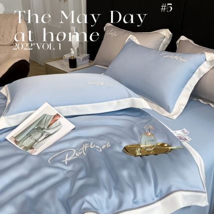 91家纺网 家纺一手货源 找家纺 2023奥汀洛100S莱赛尔天丝刺绣镂空夏被四件套-安妮