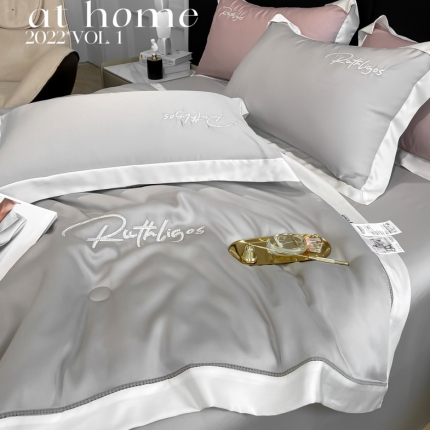 91家纺网 家纺一手货源 找家纺 2023奥汀洛100S莱赛尔天丝刺绣镂空夏被四件套-安妮