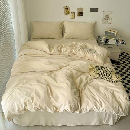 91家纺网 家纺一手货源 找家纺 总盛馨2023新款加厚宝宝绒纯色撞色牛奶法莱绒床笠四件套