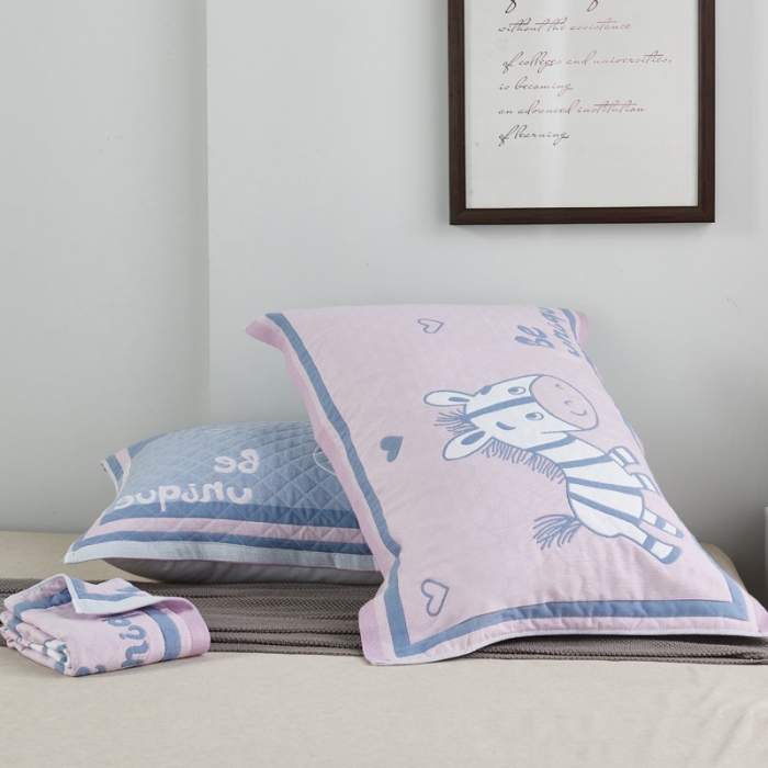 91家纺网 家纺一手货源 找家纺 （总）朴尔2022新款年彩色糖果纯棉三层纱布枕巾（一对装）