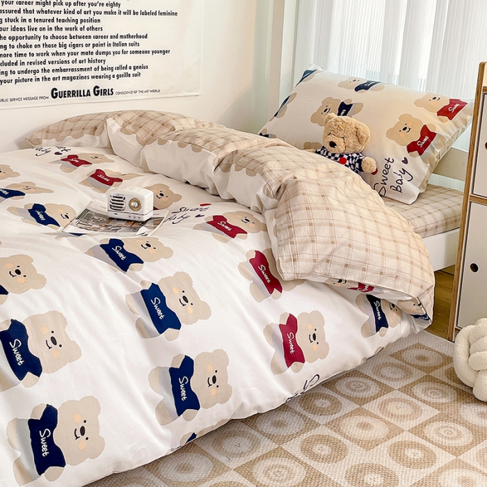 91家纺网 家纺一手货源 找家纺 （总）昔可 2022新款开学季全棉卡通印花学生三件套