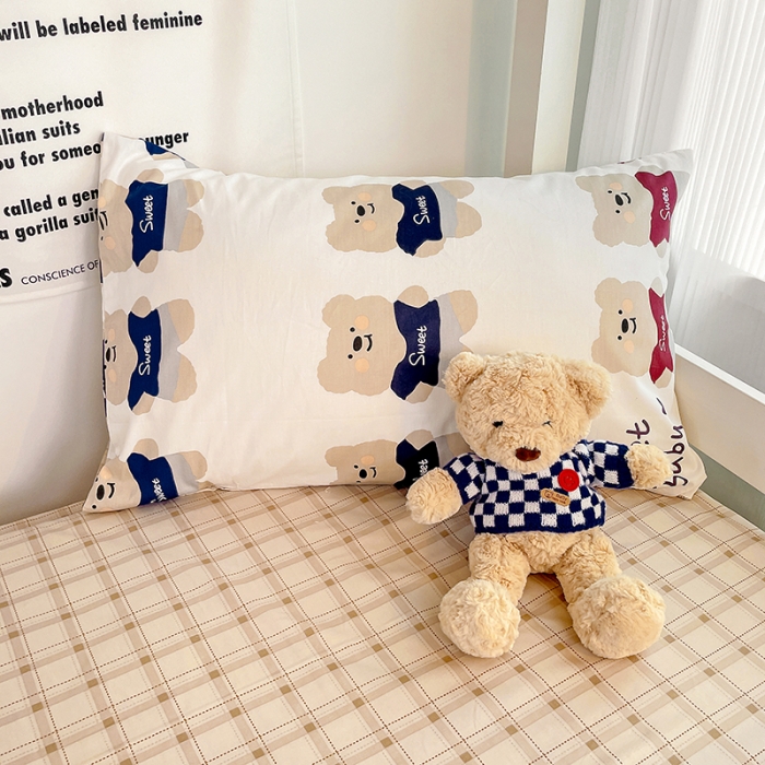 91家纺网 家纺一手货源 找家纺 昔可 2022新款开学季全棉卡通印花学生三件套 公仔熊