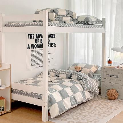 昔可 2022新款开学季全棉卡通印花学生三件套 灰格熊