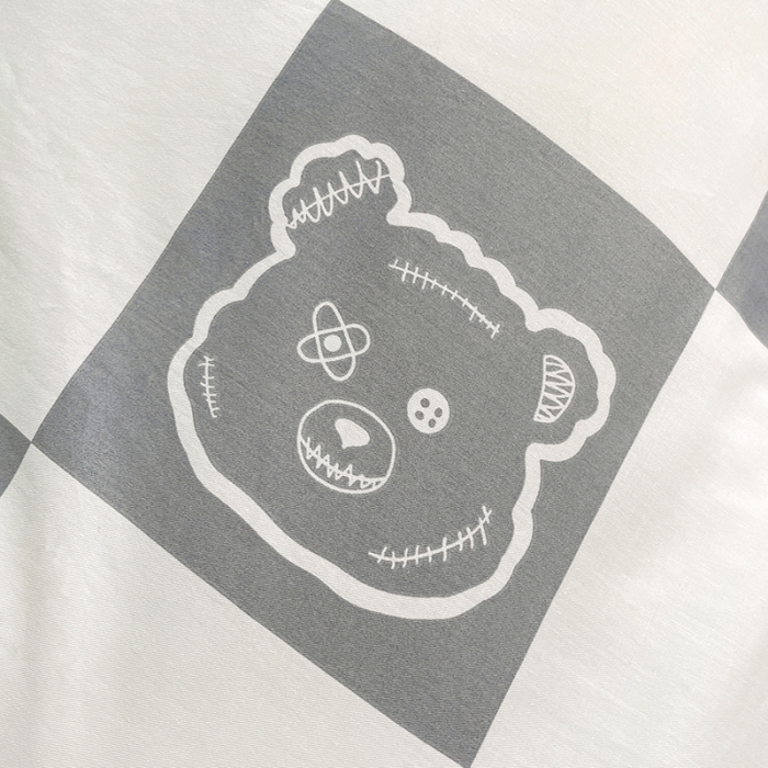 91家纺网 家纺一手货源 找家纺 昔可 2022新款开学季全棉卡通印花学生三件套 灰格熊