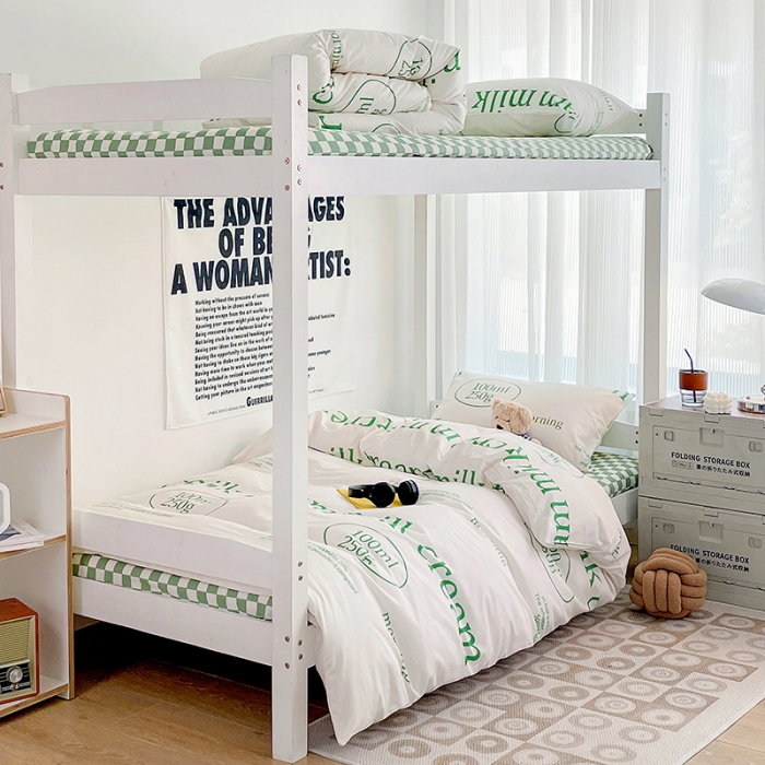 91家纺网 家纺一手货源 找家纺 昔可 2022新款开学季全棉卡通印花学生三件套 绿奶牛