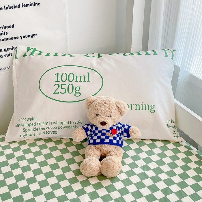 91家纺网 家纺一手货源 找家纺 昔可 2022新款开学季全棉卡通印花学生三件套 绿奶牛