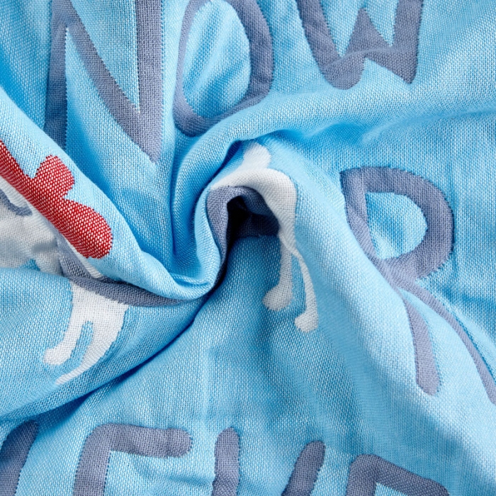 91家纺网 家纺一手货源 找家纺 朴尔2022新款年彩色糖果系列纯棉三层纱布枕巾（一对装） 调皮狗蓝