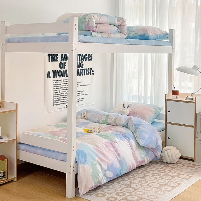 91家纺网 家纺一手货源 找家纺 昔可 2022新款开学季全棉卡通印花学生三件套 晕染马卡龙