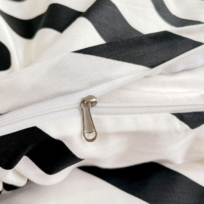 91家纺网 家纺一手货源 找家纺 昔可 2022新款开学季全棉卡通印花学生三件套 黑白斑马条