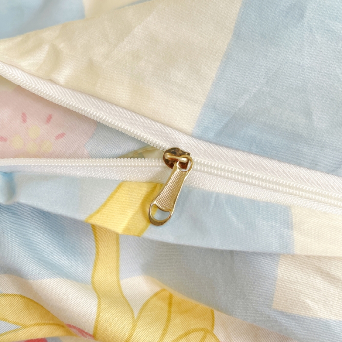 91家纺网 家纺一手货源 找家纺 昔可 2022新款开学季全棉卡通印花学生三件套 蓝格爱心熊