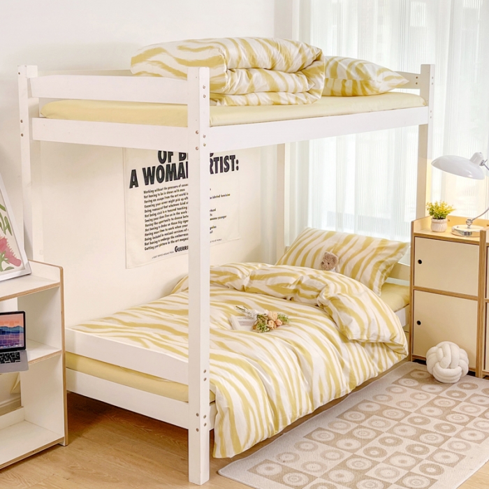 91家纺网 家纺一手货源 找家纺 昔可 2022新款开学季全棉卡通印花学生三件套 奶油黄豹纹