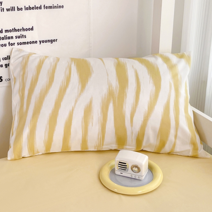 91家纺网 家纺一手货源 找家纺 昔可 2022新款开学季全棉卡通印花学生三件套 奶油黄豹纹