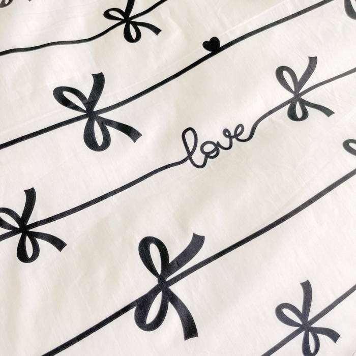 91家纺网 家纺一手货源 找家纺 昔可 2022新款开学季全棉卡通印花学生三件套 丝带蝴蝶结