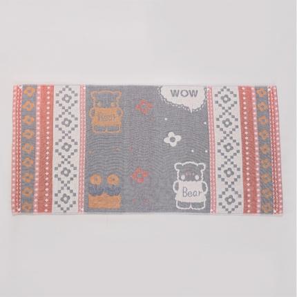 91家纺网 家纺一手货源 找家纺 朴尔2022新款防滑半包按扣固定式全棉四层纱布枕巾（一对装） 两只小熊灰