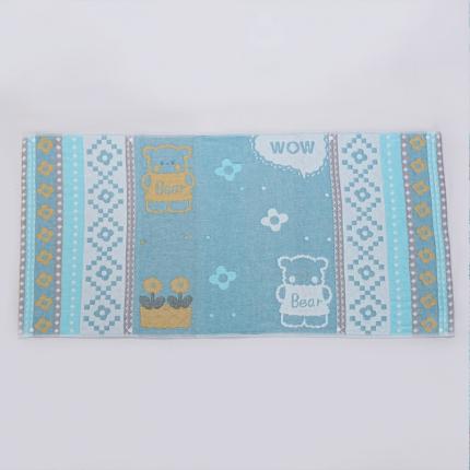 91家纺网 家纺一手货源 找家纺 朴尔2022新款防滑半包按扣固定式全棉四层纱布枕巾（一对装） 两只小熊兰