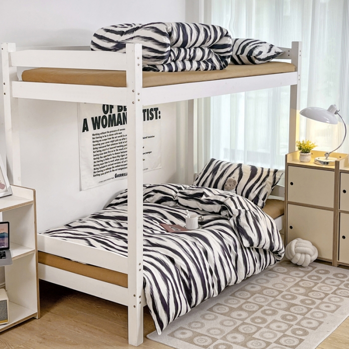 91家纺网 家纺一手货源 找家纺 昔可 2022新款开学季全棉卡通印花学生三件套 港风豹纹