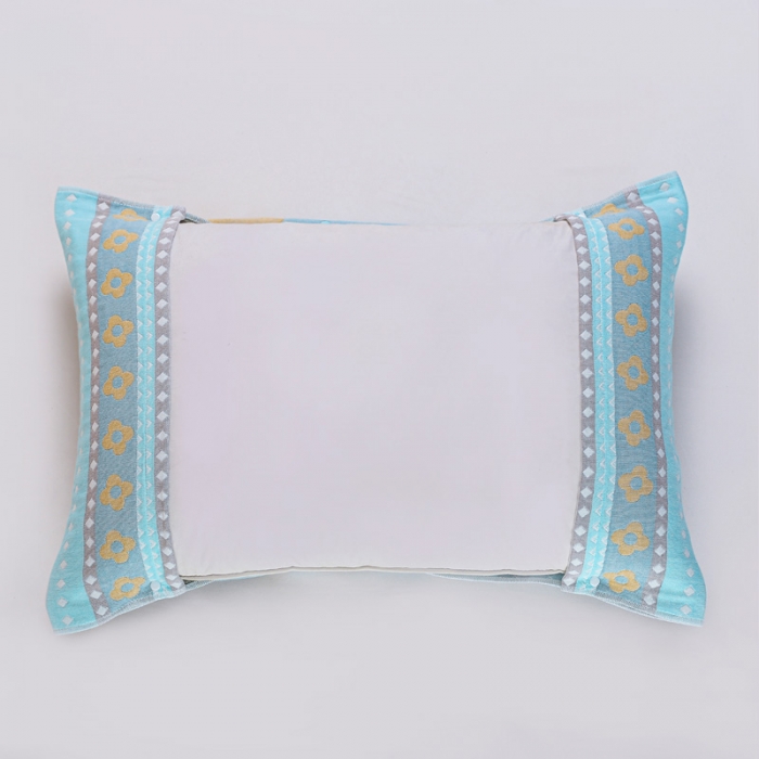 91家纺网 家纺一手货源 找家纺 朴尔2022新款防滑半包按扣固定式全棉四层纱布枕巾（一对装） 两只小熊兰