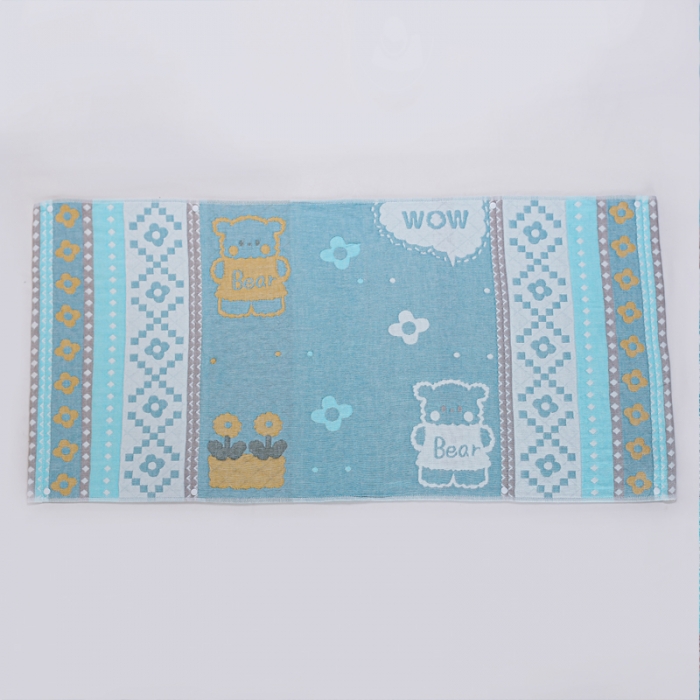 91家纺网 家纺一手货源 找家纺 朴尔2022新款防滑半包按扣固定式全棉四层纱布枕巾（一对装） 两只小熊兰