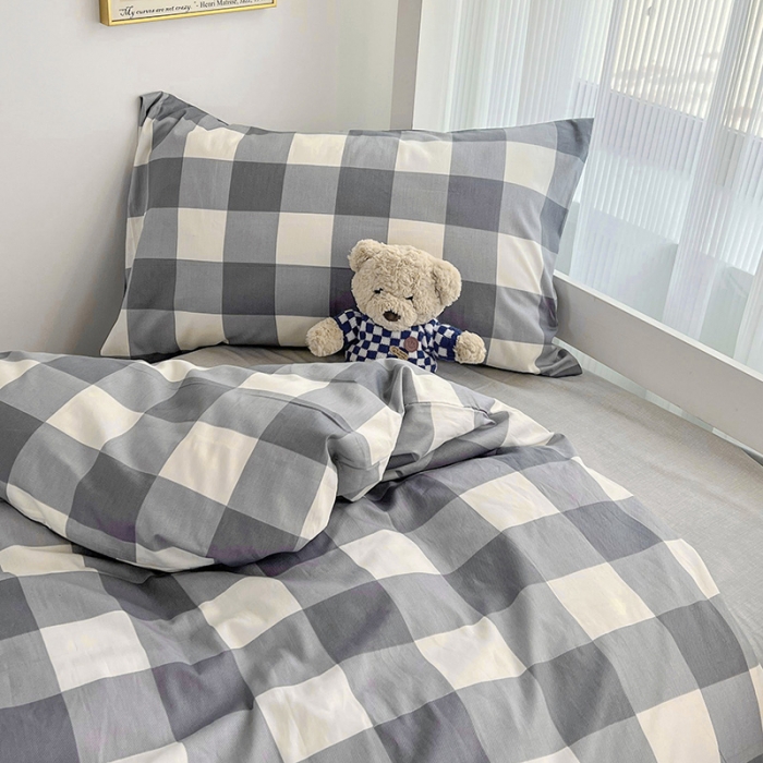 91家纺网 家纺一手货源 找家纺 昔可 2022新款开学季全棉卡通印花学生三件套 加州灰格