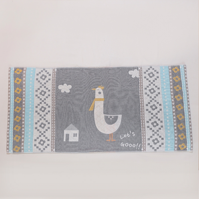 91家纺网 家纺一手货源 找家纺 朴尔2022新款防滑半包按扣固定式全棉四层纱布枕巾（一对装） 围脖萌鸡灰