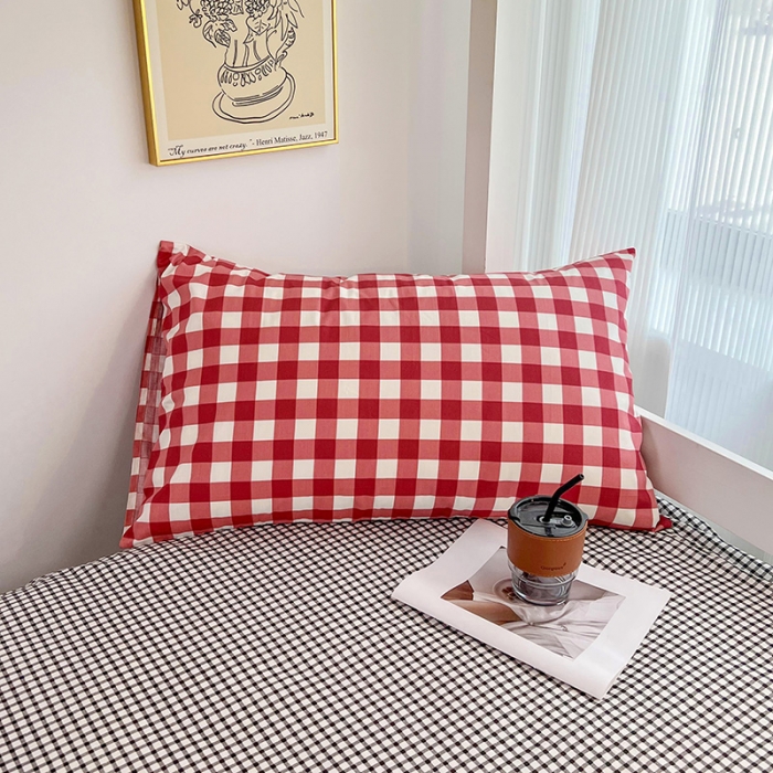 91家纺网 家纺一手货源 找家纺 昔可 2022新款开学季全棉卡通印花学生三件套 苏格兰红格